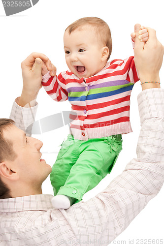 Image of happy father with adorable baby