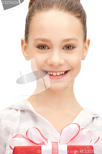 Image of happy teenage girl with gift box