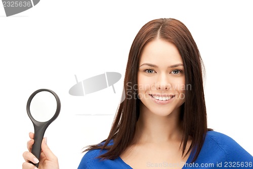 Image of woman with magnifying glass