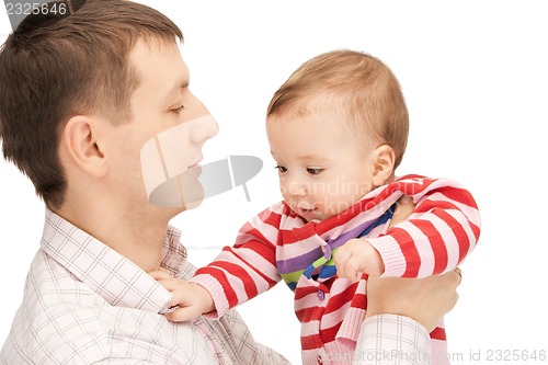 Image of happy father with adorable baby