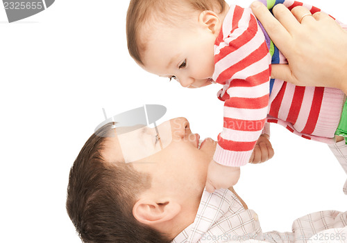 Image of happy father with adorable baby