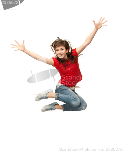 Image of jumping teenage girl