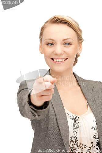 Image of businesswoman pointing her finger