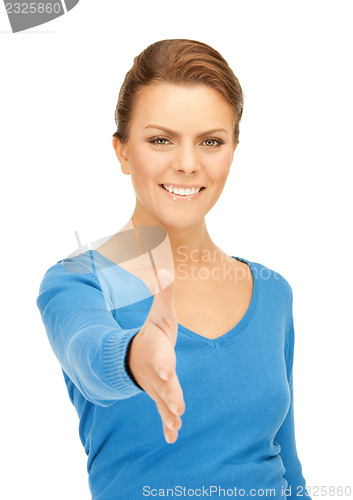 Image of woman with an open hand ready for handshake