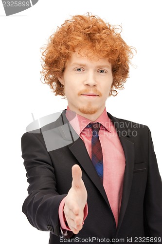 Image of man with an open hand ready for handshake