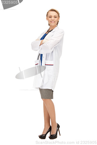 Image of attractive female doctor with stethoscope