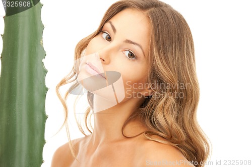 Image of lovely woman with aloe vera
