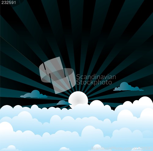 Image of fluffy clouds night