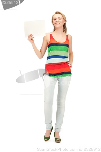 Image of teenage girl with blank board