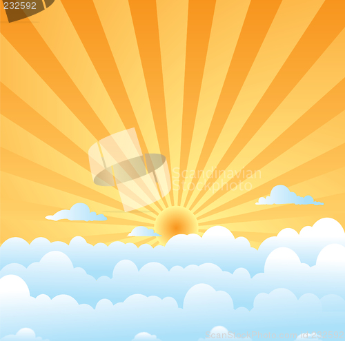 Image of fluffy clouds sun