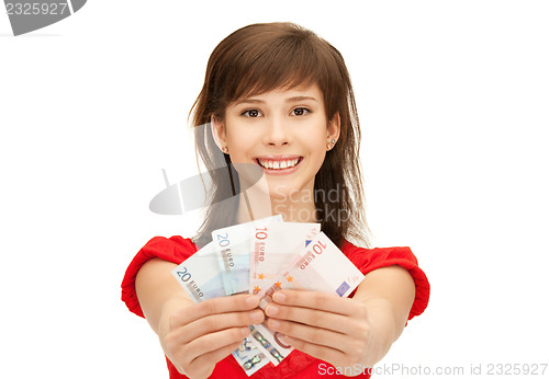 Image of teenage girl with euro cash money