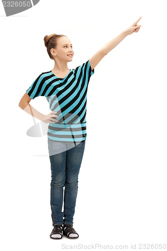 Image of teenage girl pointing her finger