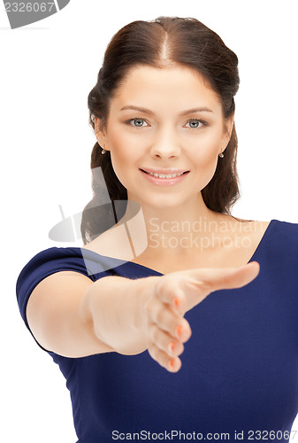 Image of woman with an open hand ready for handshake