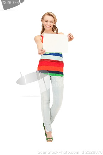 Image of teenage girl with blank board