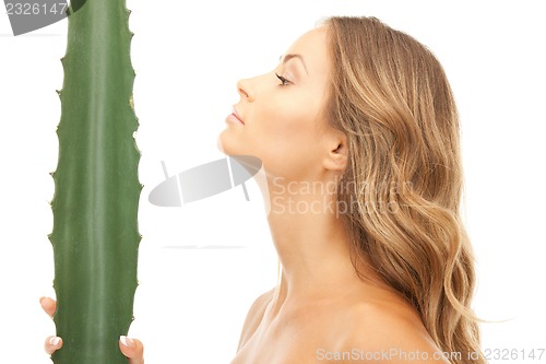 Image of lovely woman with aloe vera