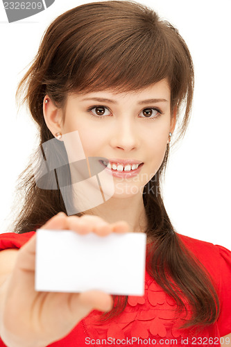 Image of teenage girl with business card
