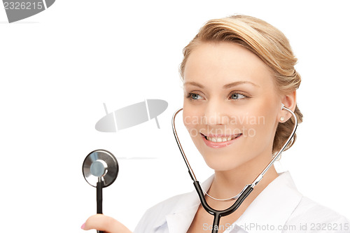 Image of attractive female doctor with stethoscope