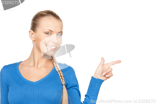 Image of businesswoman pointing her finger