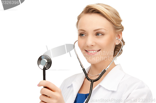 Image of attractive female doctor with stethoscope