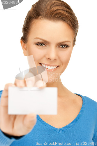 Image of woman with business card