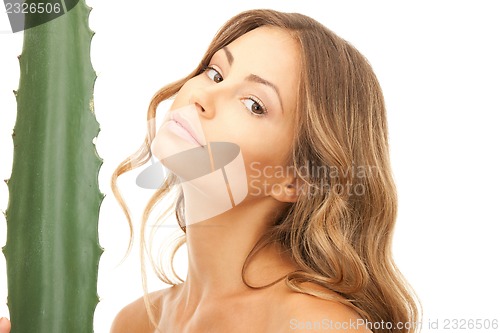 Image of lovely woman with aloe vera