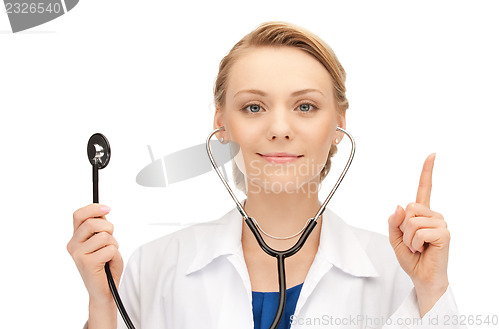 Image of attractive female doctor with stethoscope