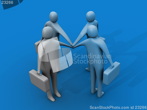 Image of 3d people putting their hands together.