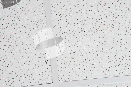 Image of Surface of white perforated ceiling panel: abstract background