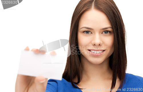 Image of woman with business card