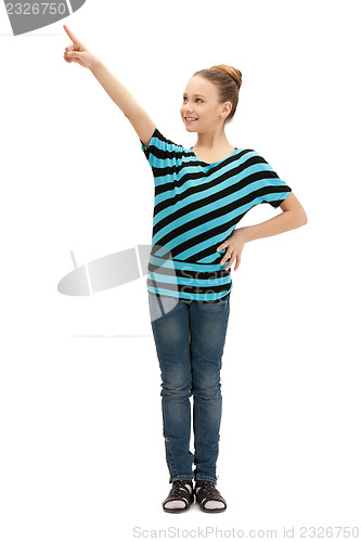 Image of teenage girl pointing her finger