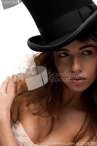 Image of lovely woman in top hat