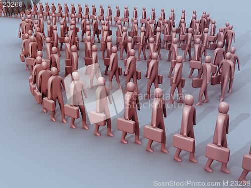 Image of 3d people walking in a line.