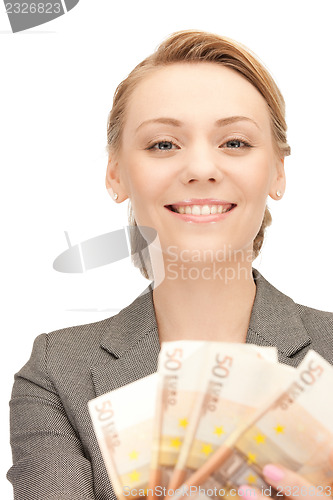 Image of lovely woman with euro cash money