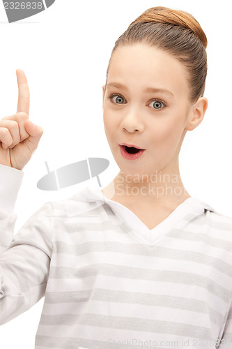 Image of teenage girl with her finger up
