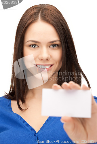 Image of woman with business card