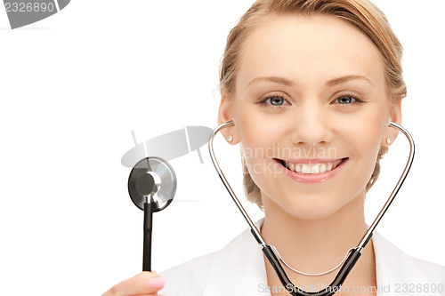 Image of attractive female doctor with stethoscope