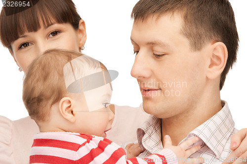 Image of happy mother and father with adorable baby