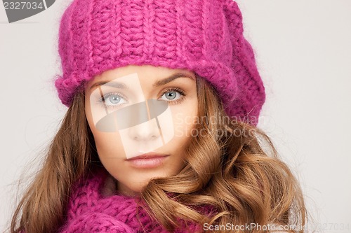 Image of beautiful woman in winter hat