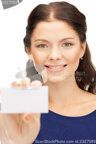 Image of woman with business card