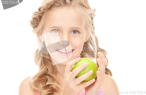 Image of little girl with green apple