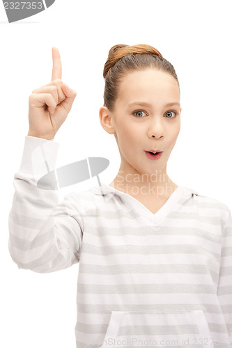 Image of teenage girl with her finger up