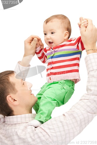 Image of happy father with adorable baby