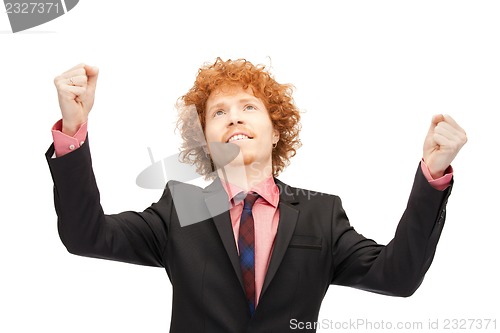 Image of handsome man with expression of tryumph