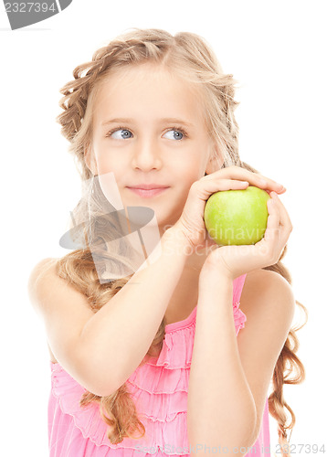 Image of little girl with green apple