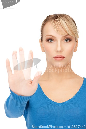 Image of woman making stop gesture