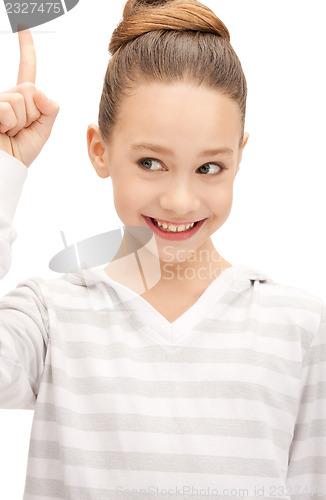 Image of teenage girl with her finger up