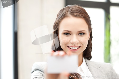 Image of woman with business card