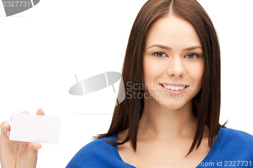 Image of woman with business card