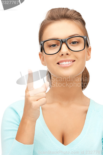Image of woman with her finger up