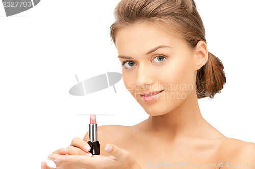 Image of beautiful woman with lipstick